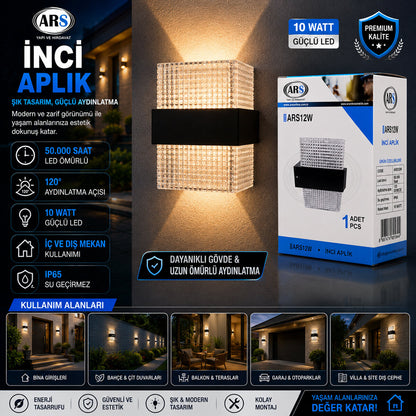 IP66 50.000 SAAT LED ÖMRÜ 10W İNCİ LED APLİK DUVAR LAMBASI ARS-348956 (5643)