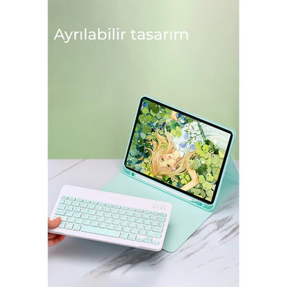 İpad Pro 11 (2022) Kılıf Kc01 Smart Klavyeli Tablet Kılıfı - Koyu Yeşil