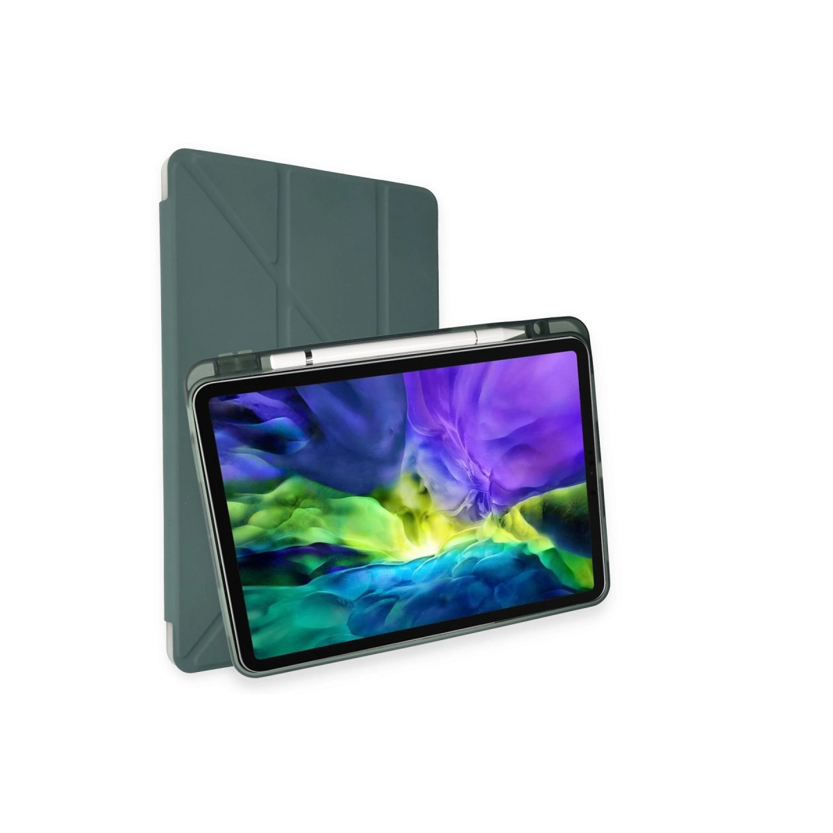 İpad Pro 11 (2024) Kılıf Kalemlikli Mars Tablet Kılıfı - Koyu Yeşil