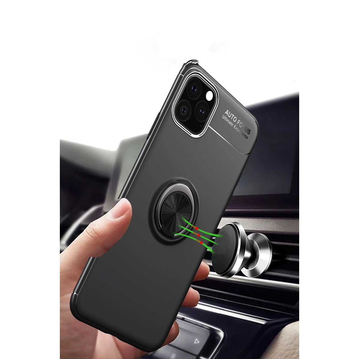 İphone 11 Pro Kılıf Range Yüzüklü Silikon - Siyah-mavi