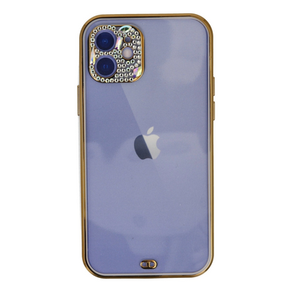 İphone 12 Kılıf Liva Taşlı Silikon - Mor