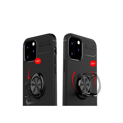 İphone 12 Kılıf Range Yüzüklü Silikon - Siyah-kırmızı