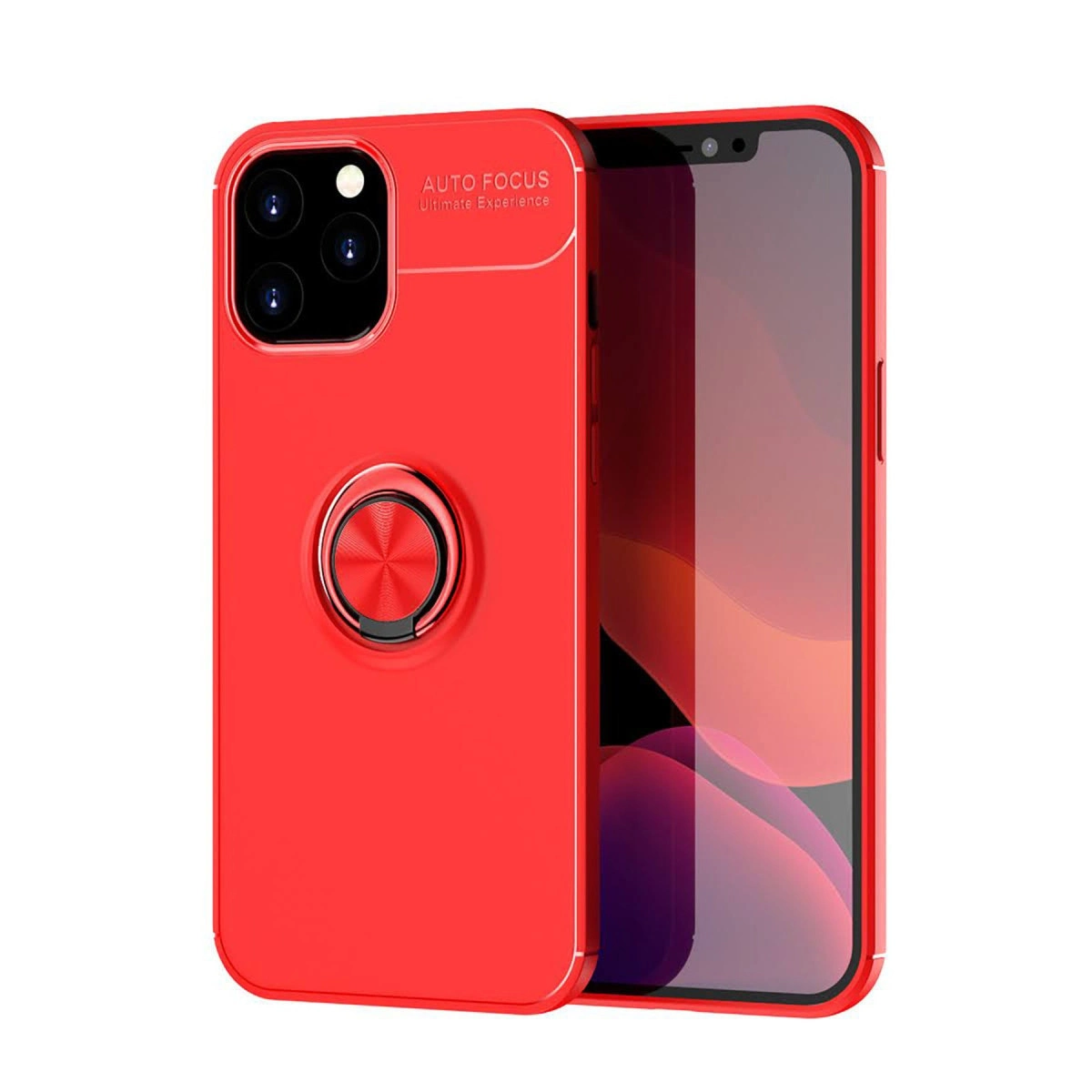 İphone 12 Pro Max Kılıf Range Yüzüklü Silikon - Kırmızı