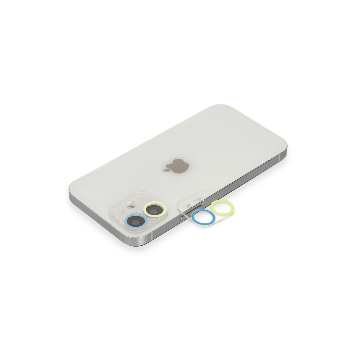 İphone 12 Renkli Kamera Lens Koruma Cam - Sarı-mavi