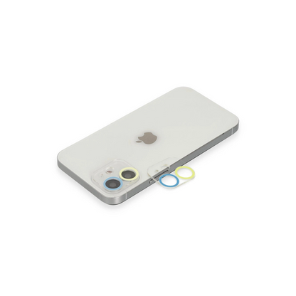 İphone 12 Renkli Kamera Lens Koruma Cam - Sarı-mavi
