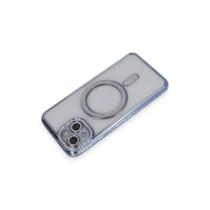 İphone 13 Kılıf Joke Simli Magneticsafe Kılıf - Mavi