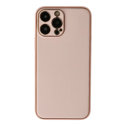 İphone 13 Pro Kılıf Coco Deri Silikon Kapak - Pudra