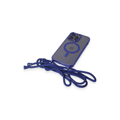 İphone 13 Pro Max Kılıf Divo Lazer Askılı Magsafe Kapak - Mavi