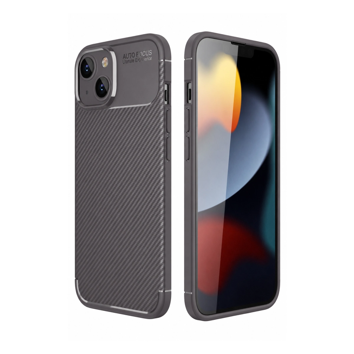 İphone 14 Kılıf Auto Focus Karbon Kapak - Gri