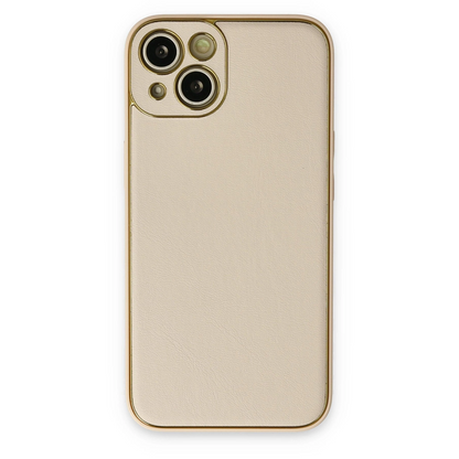 İphone 14 Plus Kılıf Coco Deri Silikon Kapak - Gold