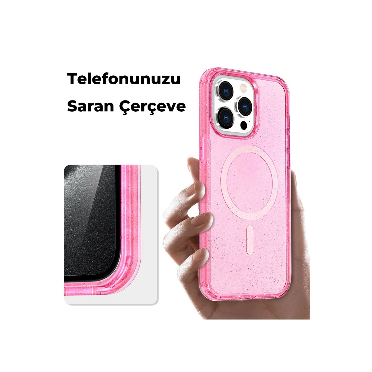 İphone 14 Pro Kılıf Magsafe Kapak - Pembe