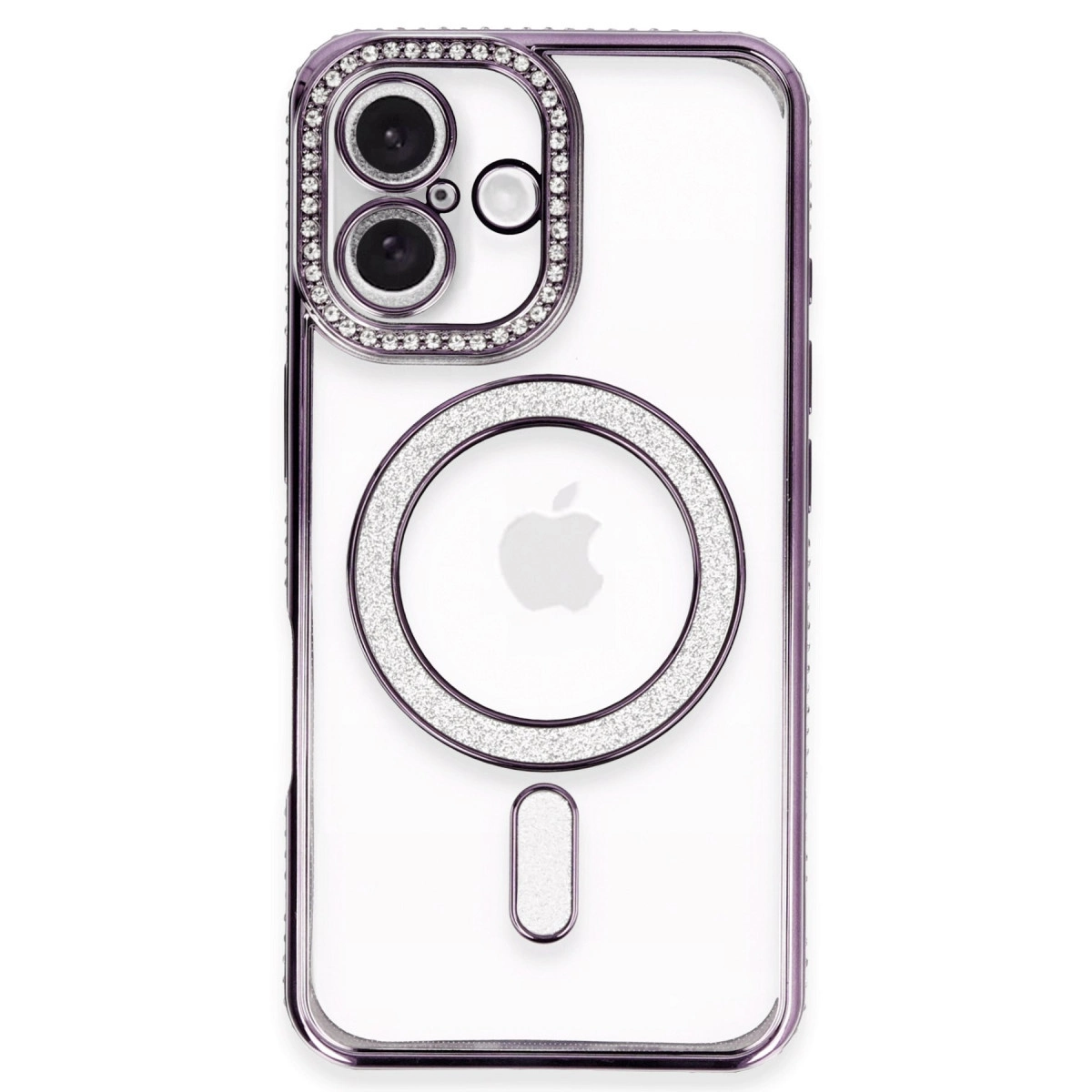 İphone 16 Plus Kılıf Joke Simli Magneticsafe Kılıf - Derin Mor