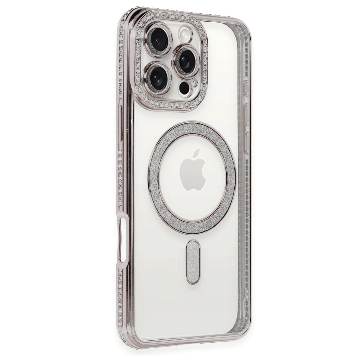 İphone 16 Pro Kılıf Joke Simli Magneticsafe Kılıf - Pembe