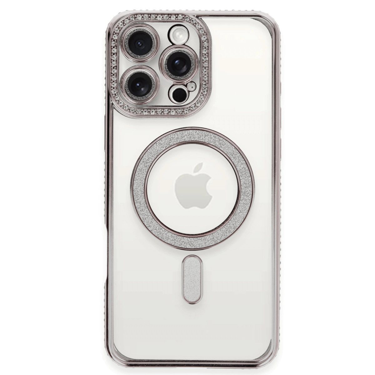 İphone 16 Pro Kılıf Joke Simli Magneticsafe Kılıf - Pembe