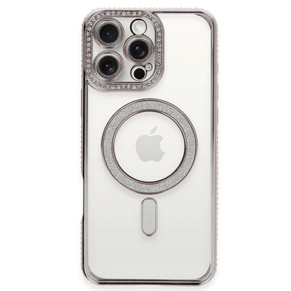 İphone 16 Pro Kılıf Joke Simli Magneticsafe Kılıf - Pembe