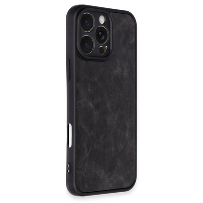 İphone 16 Pro Max Kılıf Aras Deri Kapak - Siyah