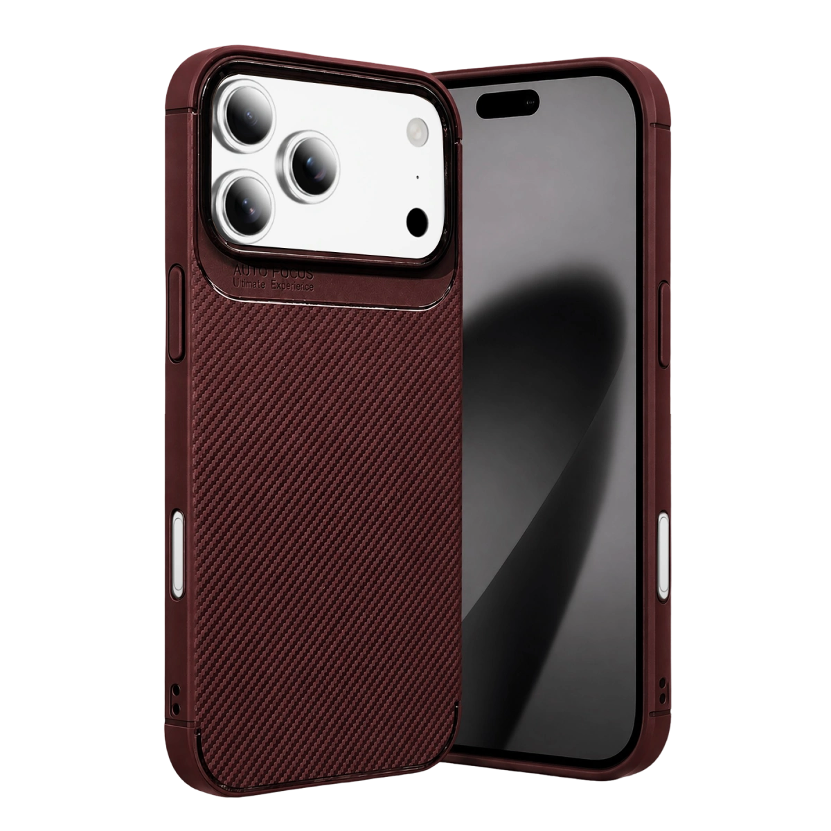 İphone 18 Pro Auto Focus Karbon Kapak - Bordo