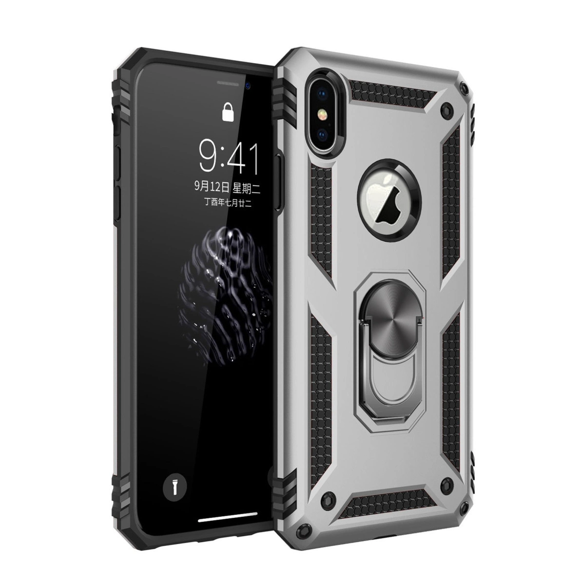 İphone Xs Max Kılıf Sofya Yüzüklü Silikon Kapak - Gümüş