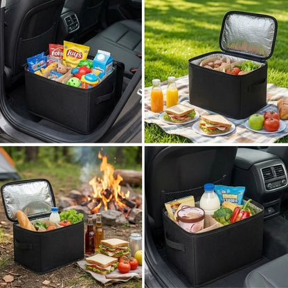 Isı Koruyucu Termal Taşıma Çantası 32 Litre – Araç Bagaj Organizeri, Termos, Katlanabilir Keçe Saklama Çantası 37x27x25 cm (5643)