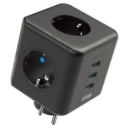 Isıya Dayanıklı Termal Akım Korumalı ve Çocuk Korumalı 3 Priz Girişli 3 USB Girişli Küp Priz (5643)
