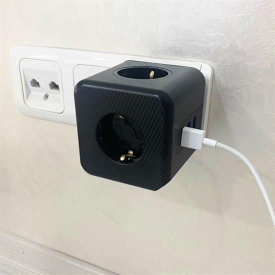 Isıya Dayanıklı Termal Akım Korumalı ve Çocuk Korumalı 3 Priz Girişli 3 USB Girişli Küp Priz (5643)