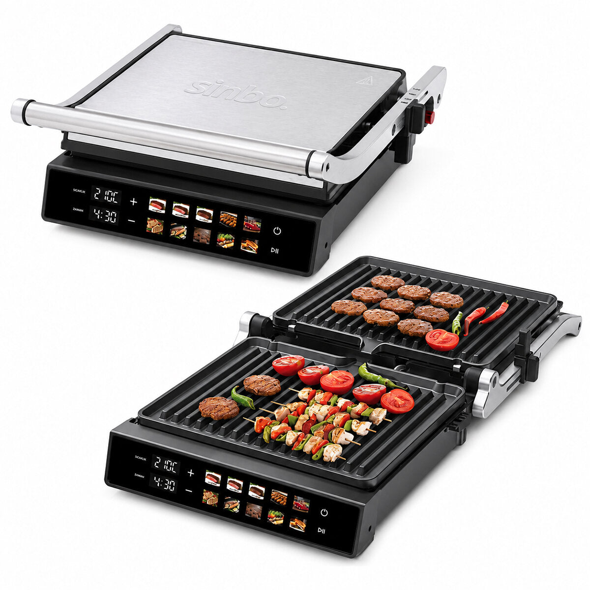 IZGARA VE TOST MAKİNES İ 4 DİLİM YAPIŞMAZ YÜZEY DOKUNMATİK DİJİTAL EKRAN - 2000W SSM-2597 (5643)
