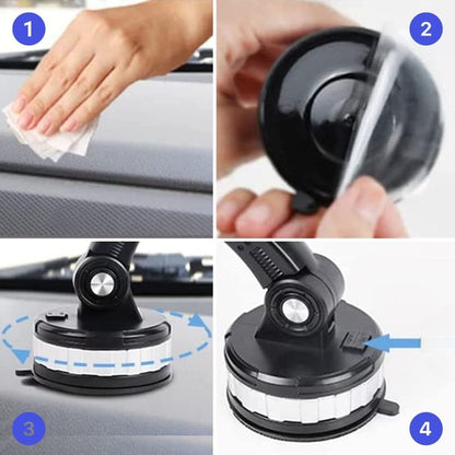 Jel Vantuzlu Cama Takılabilen Güçlü 360 Derece Dönebilen Ayarlanabilir Araç Içi Vantuzlu Telefon Tutucu (5643)