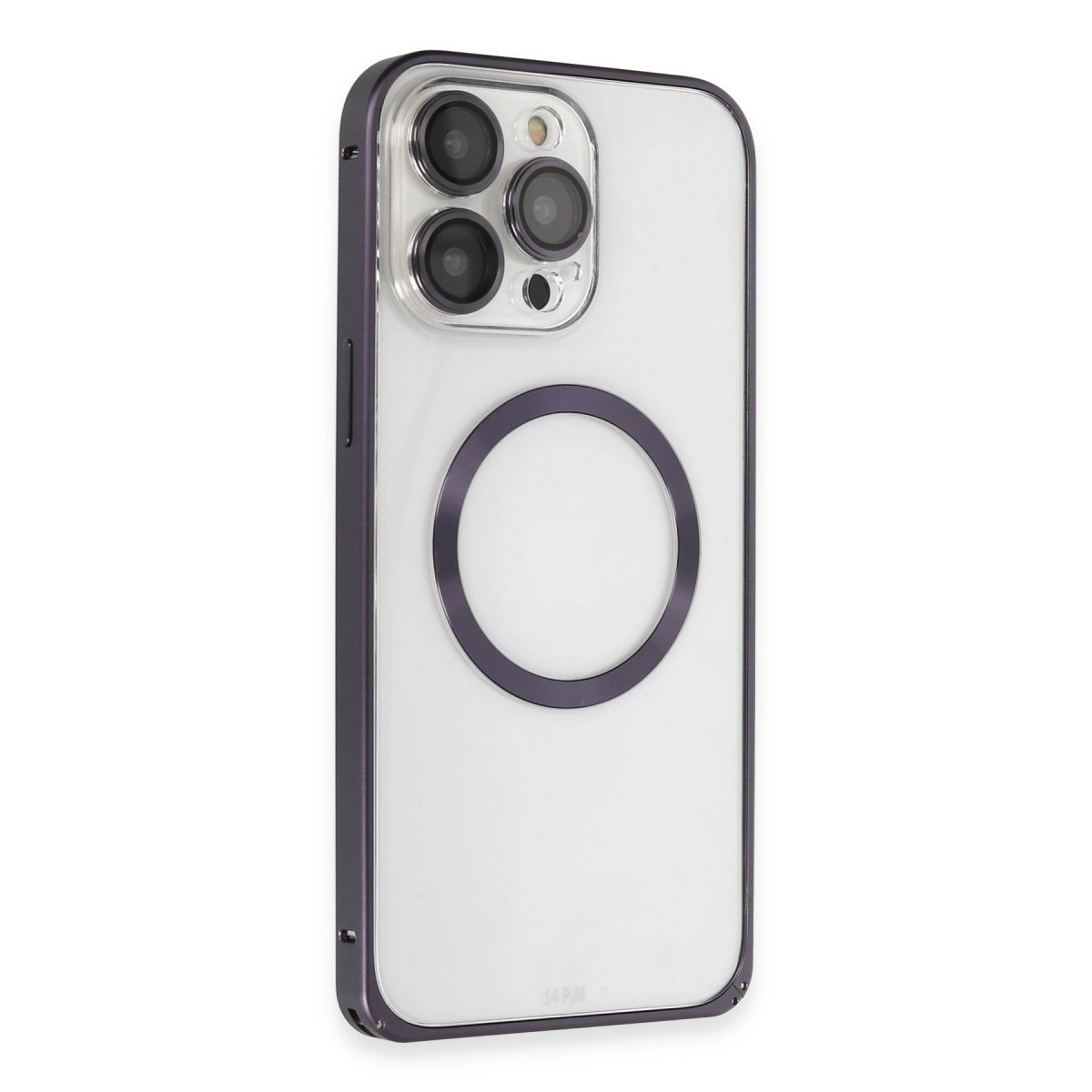 Joko İphone 14 Pro Kılıf Metal Bumper Magneticsafe Kapak - Derin Mor