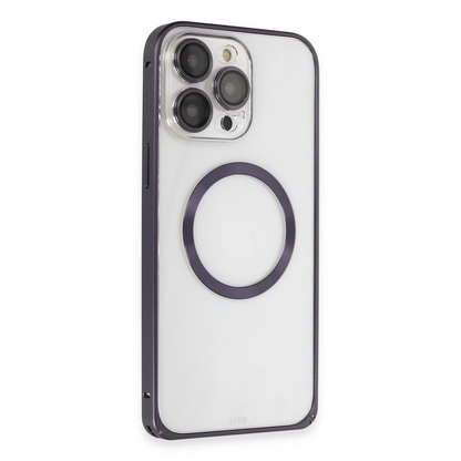 Joko İphone 14 Pro Kılıf Metal Bumper Magneticsafe Kapak - Derin Mor