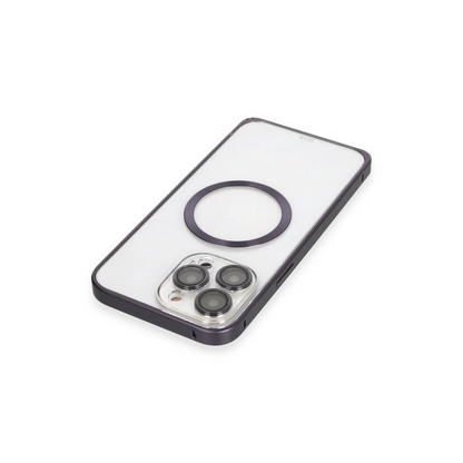 Joko İphone 14 Pro Kılıf Metal Bumper Magneticsafe Kapak - Derin Mor