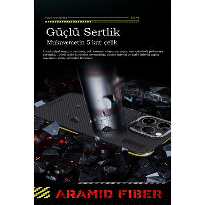 Joko İphone 15 Pro Max Kılıf Aramid 600d Kevlar Karbon Fiber Magsafe Kapak - Gri