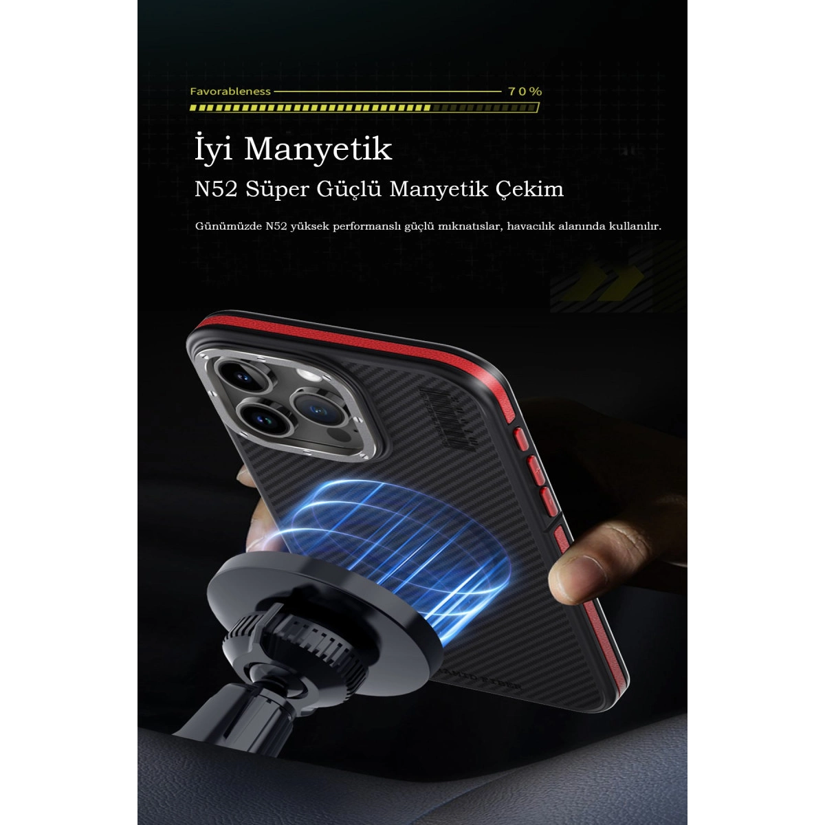 Joko İphone 15 Pro Max Kılıf Aramid 600d Kevlar Karbon Fiber Magsafe Kapak - Gri