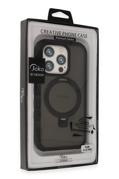 Joko Apple iPhone 15 Pro Max Zorda Airbag Magsafe Standlı Kapak - Siyah