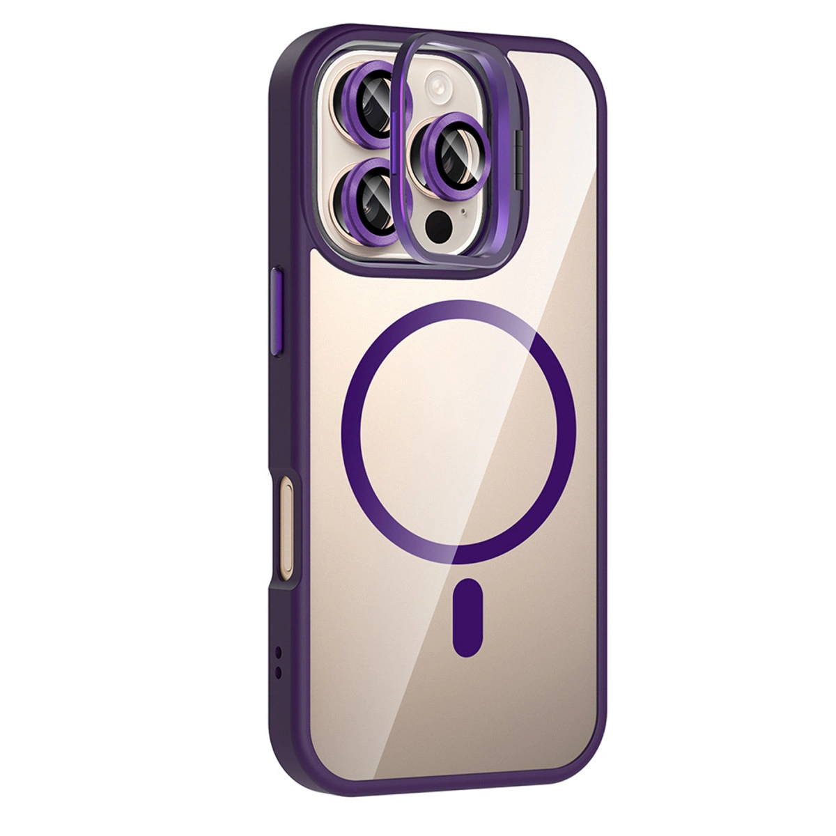 Joko İphone 16 Pro Remim Lensli Magsafe Standlı Kapak - Derin Mor