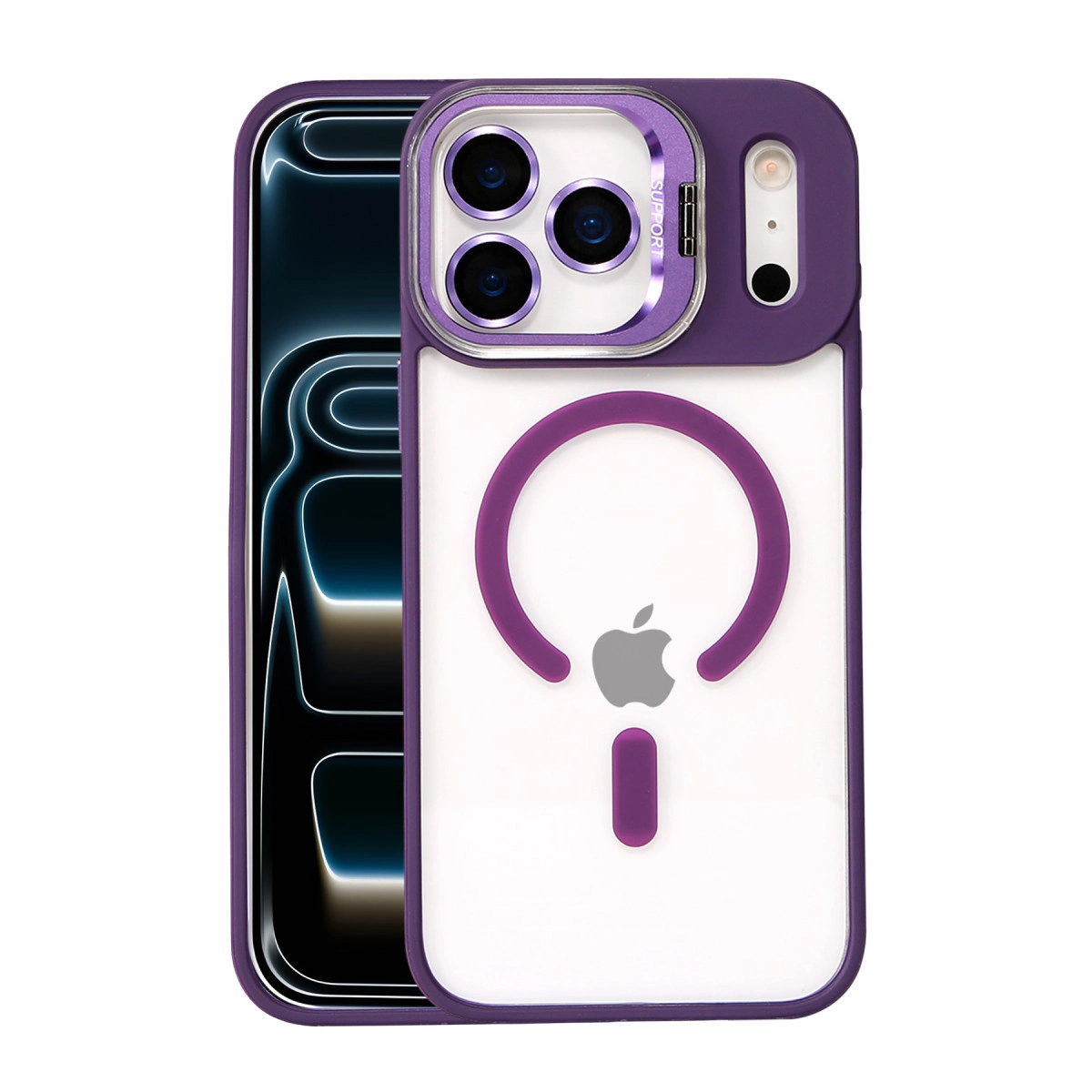 Joko İphone 17 Pro Max Remim Lensli Magsafe Standlı Kapak - Derin Mor