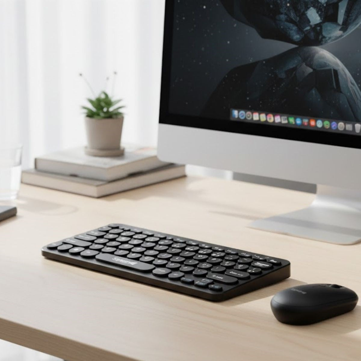 Kablosuz Lacivert Bluetooth Klavye Mouse Seti – Yuvarlak Tuşlu Tasarım, Türkçe Q Dizilim, Taşınabilir, Ev ve Ofis Kullanımına Uygun (5643)
