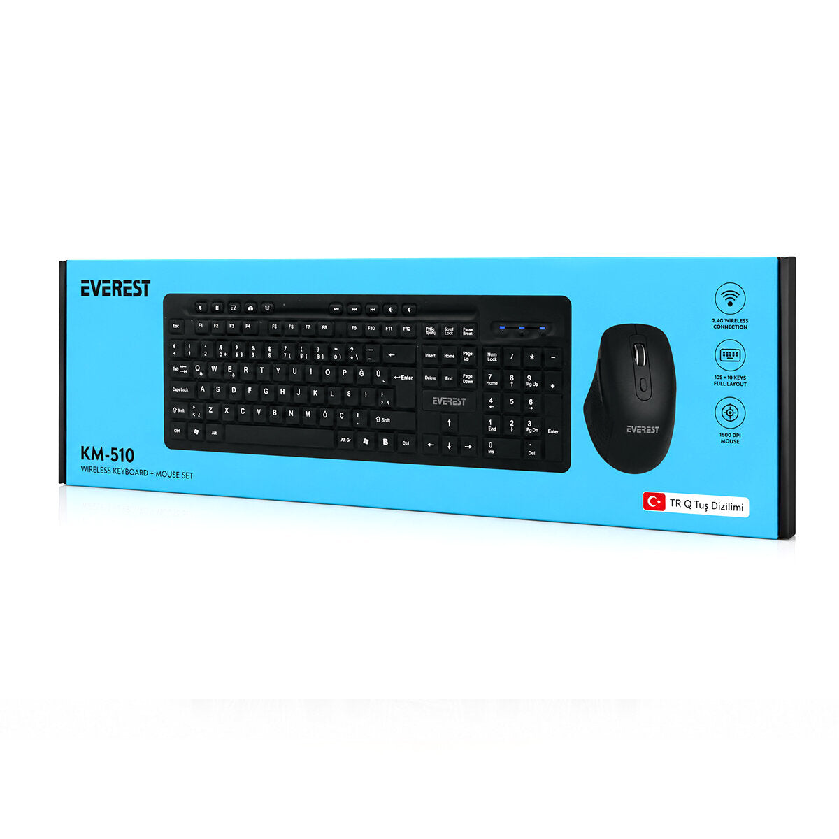 KABLOSUZ MULTİMEDİA KLAVYE - MOUSE SETİ SİYAH Q KLAVYE KM-510 (5643)