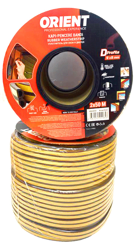 KAHVERENGİ 100MT2X50MTBOBİN FİTİL KAPI PENCERE BANT (5643)