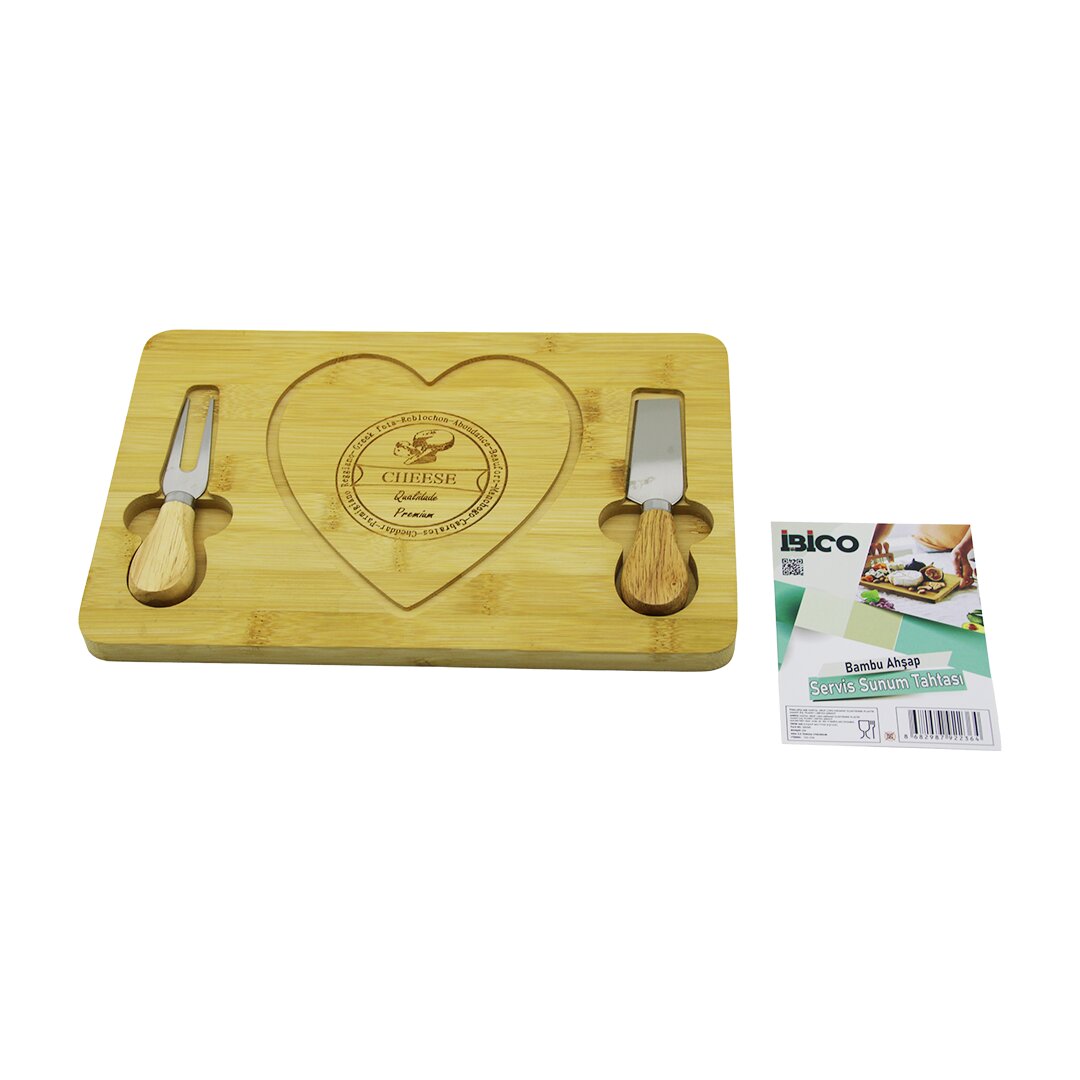 KALPLİ BIÇAK SAĞ-SOLAHŞAP BAMBU KAHVALTI PEYNİR SUNUM PANO2 BIÇAK=AHŞAP SAP19X29X1.5CM (5643)