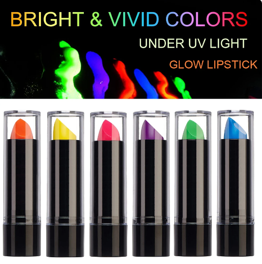 Karanlıkta Parlayan Yanan UV Neon Ruj Yüz Boyama 6 Adet 6 Renk (5643)