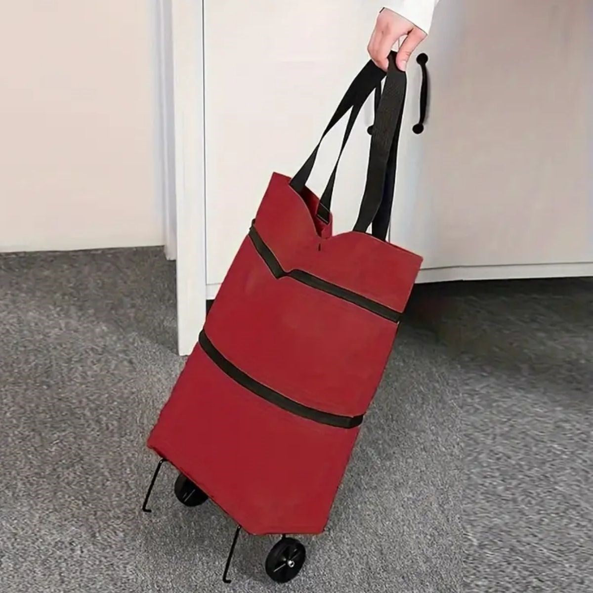 Katlanabilir Tekerlekli Market Çantası,Çok Amaçlı Pazar Arabası,Portatif Alışveriş Bez Torbası (5643)