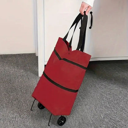 Katlanabilir Tekerlekli Market Çantası,Çok Amaçlı Pazar Arabası,Portatif Alışveriş Bez Torbası (5643)