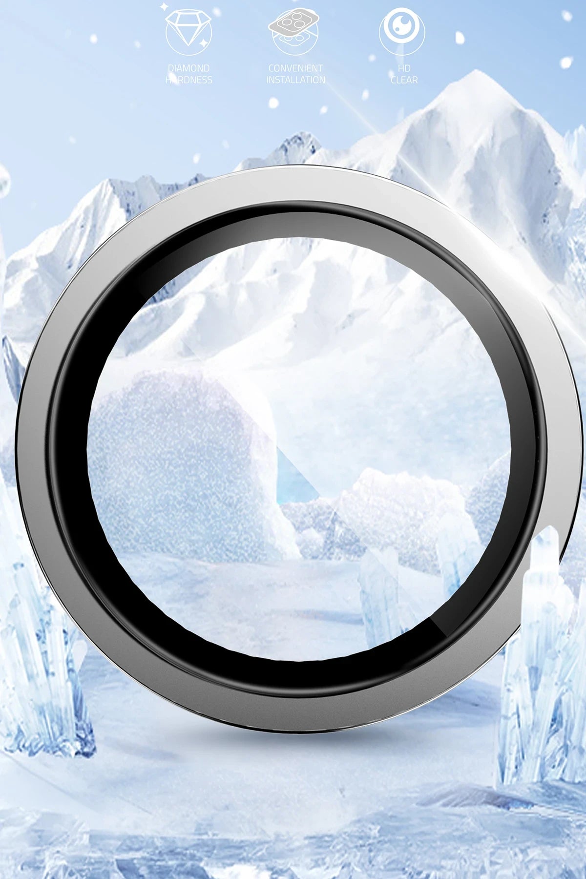 Keephone Apple iPhone 14 Capital Alüminyum AR Kamera Lens Koruyucu - Siyah