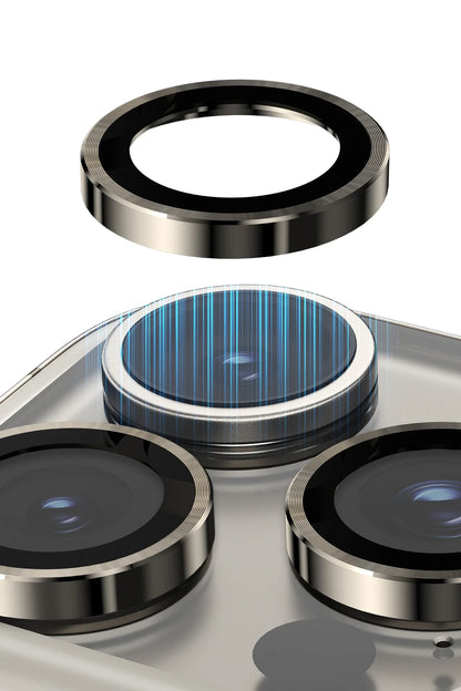 Keephone Apple iPhone 14 Pro Max 3D Spiral Alüminyum AR Kamera Lens Koruyucu - Siyah