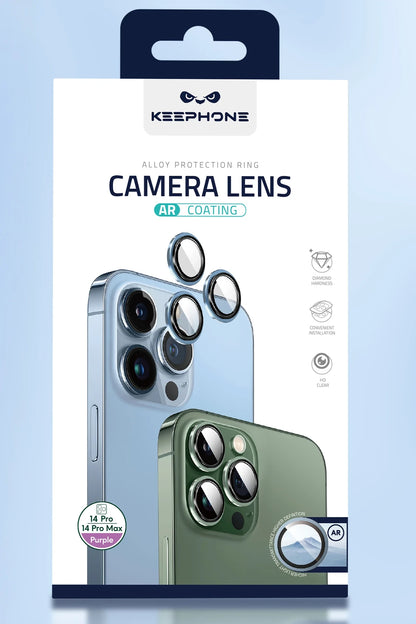 Keephone Apple iPhone 14 Pro Max Capital Alüminyum AR Kamera Lens Koruyucu - Siyah