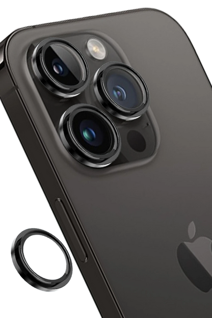 Keephone Apple iPhone 14 Pro Max Capital Alüminyum AR Kamera Lens Koruyucu - Siyah