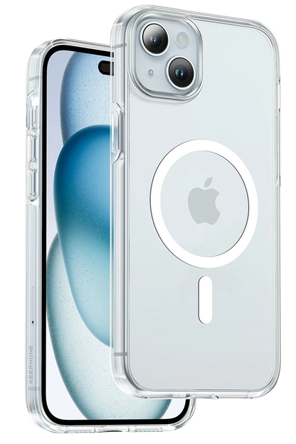 Keephone Apple iPhone 15 Plus Non Yellow Şeffaf Magsafe Kılıf - Şeffaf