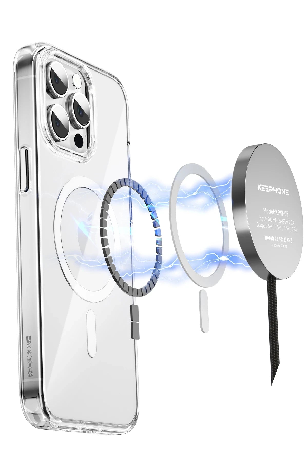 Keephone Apple iPhone 15 Pro Non Yellow Şeffaf Magsafe Kılıf - Şeffaf