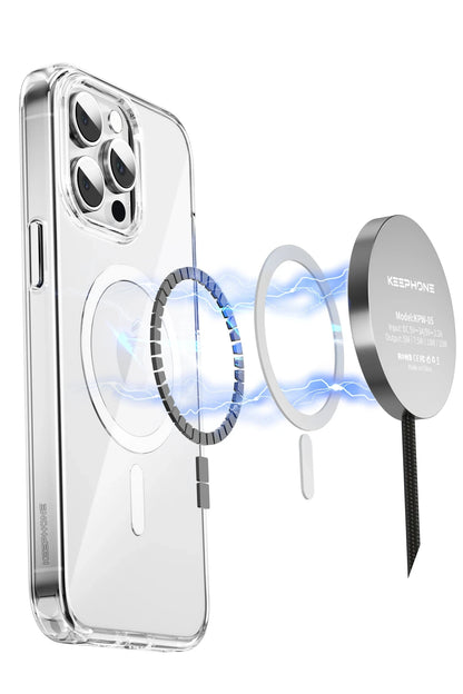 Keephone Apple iPhone 15 Pro Non Yellow Şeffaf Magsafe Kılıf - Şeffaf