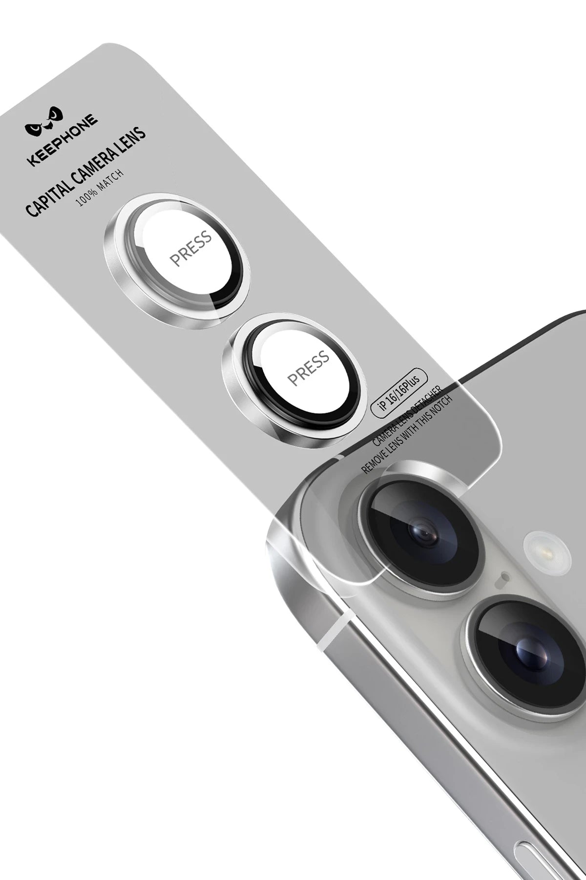 Keephone Apple iPhone 16 Capital Alüminyum AR Kamera Lens Koruyucu - Siyah